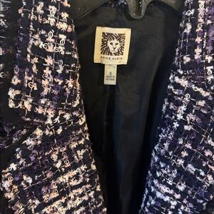 Anne Klein Women's Vintage Tweed Blazer - Black, White, and Purple